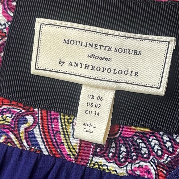 MOULINETTE SOEURS Istanbul Wrap Dress Size 2 Multicolor Festival Bohemian Anthro - Picture 6 of 11
